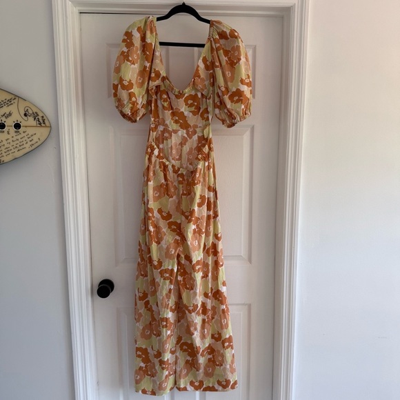 MOLLY GREEN Orange Floral Giovanna Jumpsuit M - Picture 6 of 9
